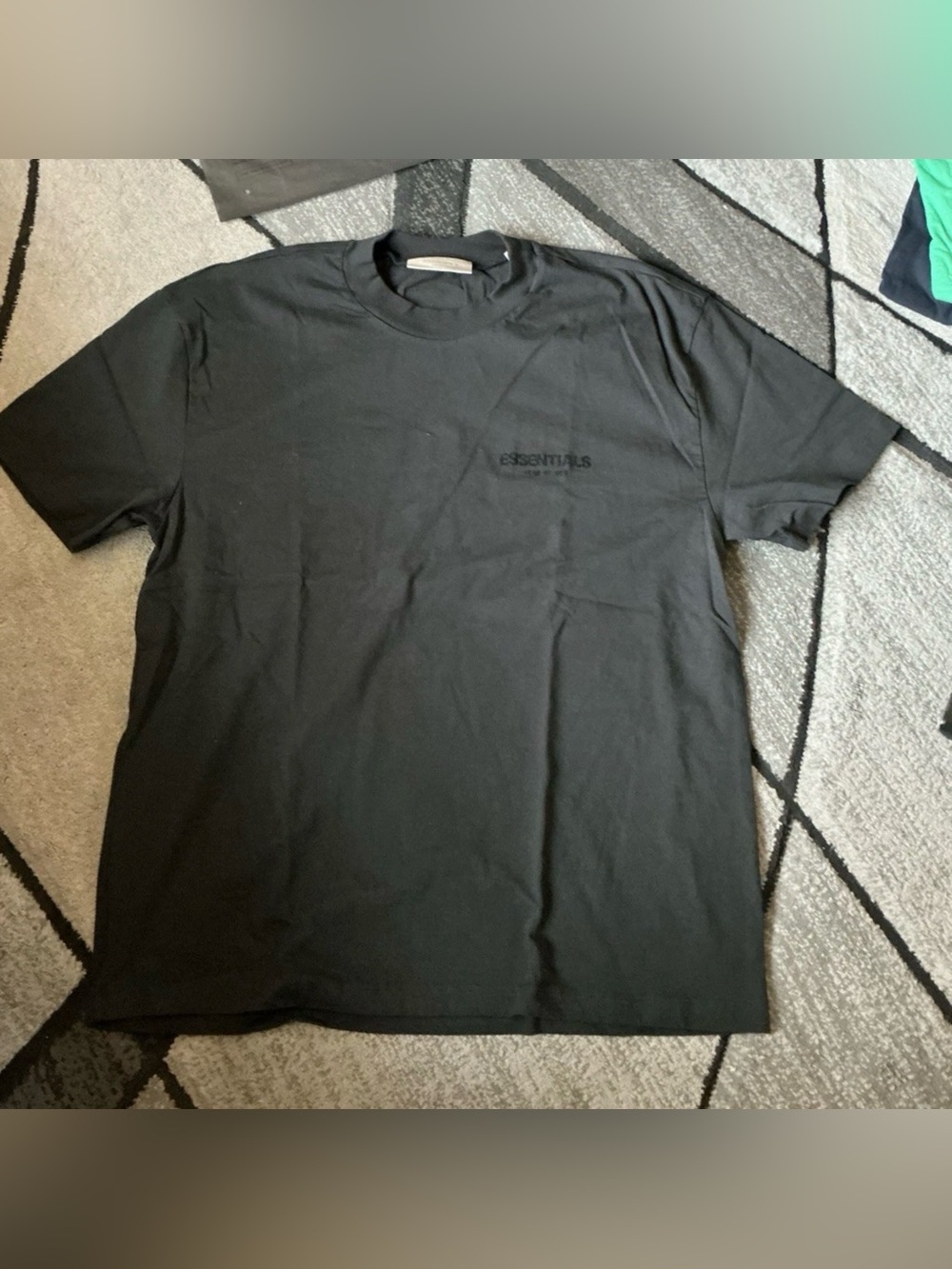 Size XL Fear Of God Essentials Stretch Limo Black Short Sleeve Cotton Tee Shirt